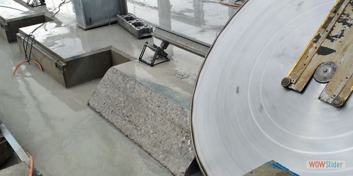 Diamond Track Sawing to form chamfer on Slab Edge